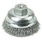 Weiler 3-1/2" Crimped Wire Cup Brush .014" Steel Fill 3/8"-24 UNF Nut 13178 - alternate 1